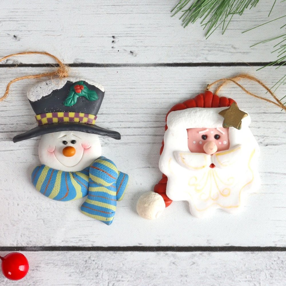 CMI/Henton Christmas Ornaments - Set of 2 - Santa and a Snowman